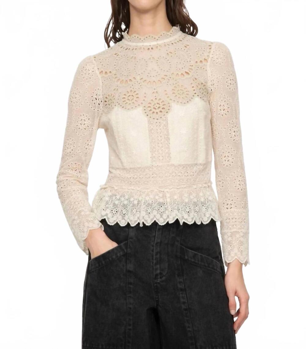 NEW SEA lainey long sleeve top in cream